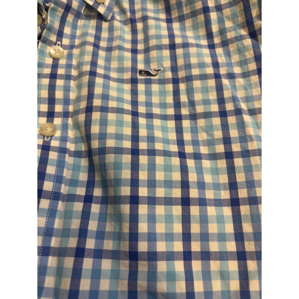 Vineyard Vines Button Down Shirt Mens XL Blue Gingham Whale Shirt Cotton LS - Picture 3 of 3